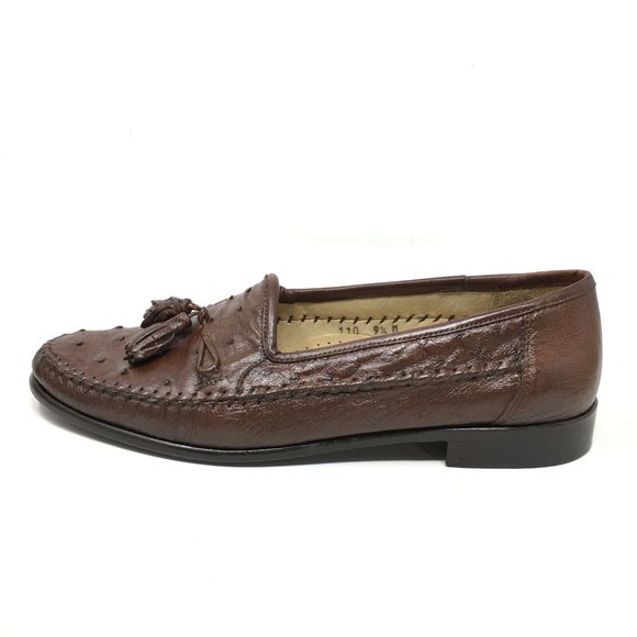 Zelli Loafers Shoes Size 9.5 Brown Full Ostrich main image 10